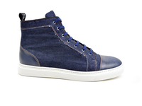 Gianmarco - Baskets montantes bleu foncé denim déco