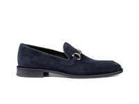Gianni - Mocassin Horsebit en cuir suédé bleu marine