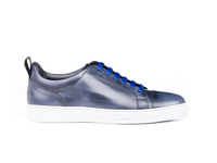Pietro - Baskets basses en cuir decò bleu