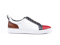 Pietro - Baskets basses multicolore decò cuir de veau blanc