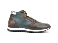 Romano - Running haut cuir déco bleu foncé marron