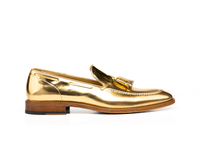Romeo - Mocassins à pampilles pour hommes en cuir doré brillant