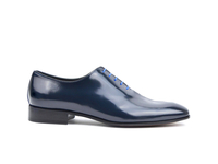 verdi - Cuir brillant bleu marine homme Oxford uni