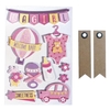 10 stickers 3D Naissance fille + 20
