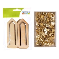 12 marque-pages trombones en bois + 150 punaises dor