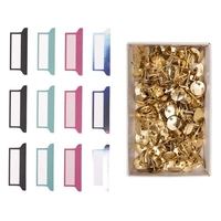 12 stickers onglets couleurs pastel + 150 punaises dor