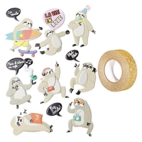 15 stickers 3D Paresseux + masking tape dor