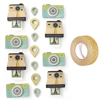 15 stickers polaroid effet 3D + masking tape dor