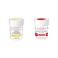 2 colorants alimentaires en poudre - jaune pastel-rouge