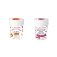 2 colorants alimentaires en poudre - orange-pourpre