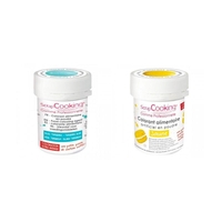2 colorants alimentaires en poudre - turquoise-jaune