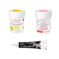 2 colorants alimentaires jaune-rose poudr