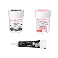 2 colorants alimentaires noir-rose poudr
