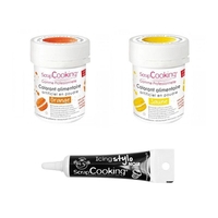 2 colorants alimentaires orange-jaune + Stylo gla