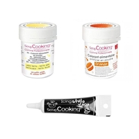 2 colorants alimentaires orange-jaune pastel + Stylo gla