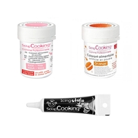 2 colorants alimentaires orange-rose poudr