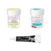2 colorants alimentaires turquoise-jaune pastel + Stylo gla