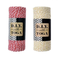 2 ficelles bicolores 100 m - beige & rouge