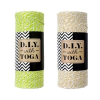 2 ficelles bicolores 100 m - beige & verte