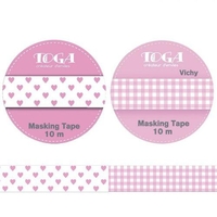 2 masking tapes rose - vichy & curs