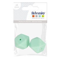 2 perles silicone hexagonales - 17 mm - vert d