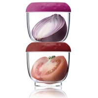 2 pots fraicheur pour aliments Bit Pots - rouge et violet