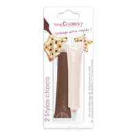 2 stylos chocolat - Marron et blanc - 2 x 25 g