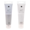 2 tubes de peinture acrylique 100 ml - blanc & argent