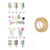 22 stickers 3D Hello Summer + masking tape dor