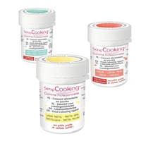 3 colorants alimentaires en poudre - Corail,  jaune pastel,  vert d