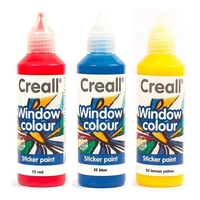 3 peintures repositionnables pour vitres 80 ml - jaune citron-rouge-bleu fonc