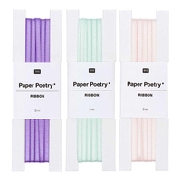 3 rubans de satin 3 m - rose poudr