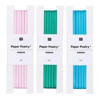 3 rubans de satin 3 m - vert-bleu-rose