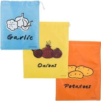 3 sacs de conservation alimentaires en tissu: ail,  oignons,  pommes de terre