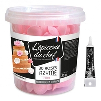 30 roses rose en papier azyme + Stylo de gla