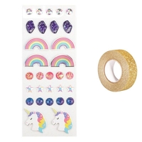 30 stickers 3D Arc-en-Ciel + masking tape dor