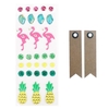 30 stickers 3D flamants rose et ananas + 20