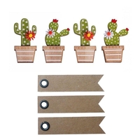 4 autocollants bois Cactus 6, 5 cm + 20
