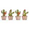 4 autocollants en bois Cactus 6, 5 cm