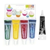 4 colorants alimentaires liquides bleu,  rouge,  jaune,  vert + Stylo gla