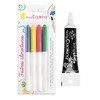 4 feutres alimentaires jaune,  vert,  rose,  bleu + Stylo de gla