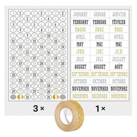 420 stickers dates Bullet journal noir-gris-dor