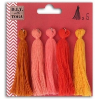 5 maxi pompons en coton 8 cm - Automne