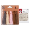 5 maxi pompons en coton 8 cm Printemps + Ficelle dor