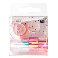 5 mini masking tapes iridescent miroir blanc et rose - 1, 2 cm x 1, 8 m