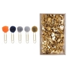 5 Trombones avec pompons bleus + 150 punaises dor