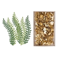6 feuilles de papier plantes vertes + 150 punaises dor