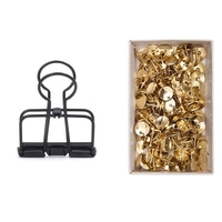 6 pinces double-clip noires + 150 punaises dor