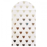 6 sachets papier - coeurs argent