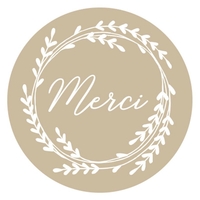 60 stickers kraft Merci